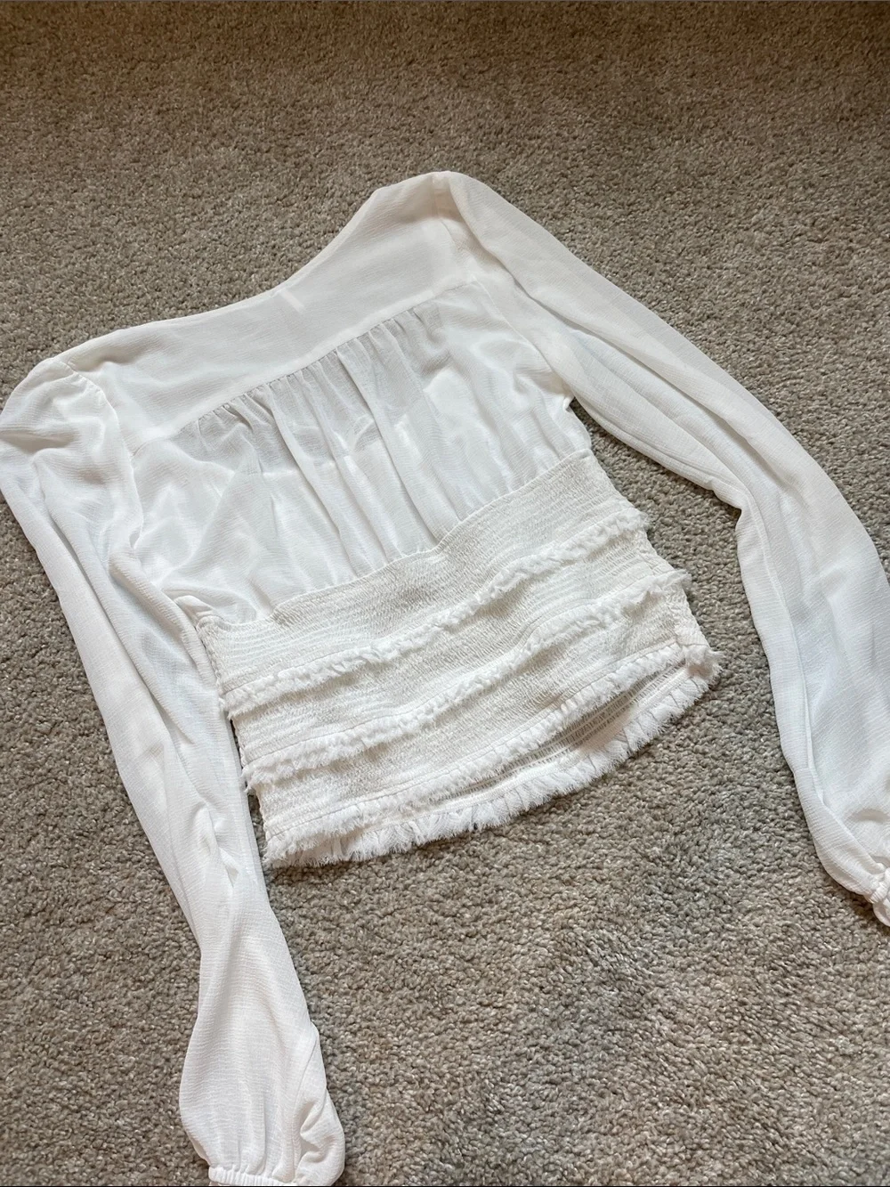 Free People Ivory Smocked Peasant Blouse